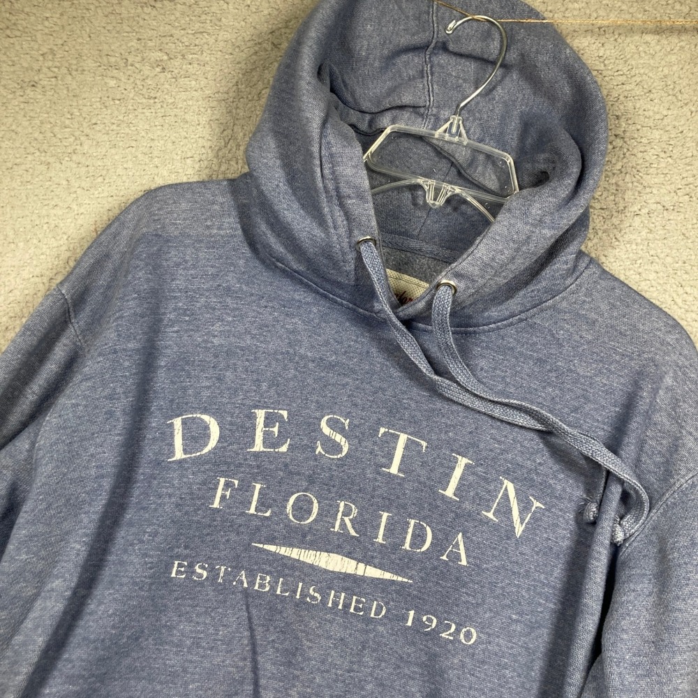 Destin Florida Hoodie Women Medium Blue Graphic Pullover Sweater Sweatshirt FlAW